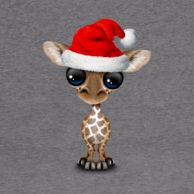 Baby Giraffe Wearing a Santa Hat by jeffbartels
